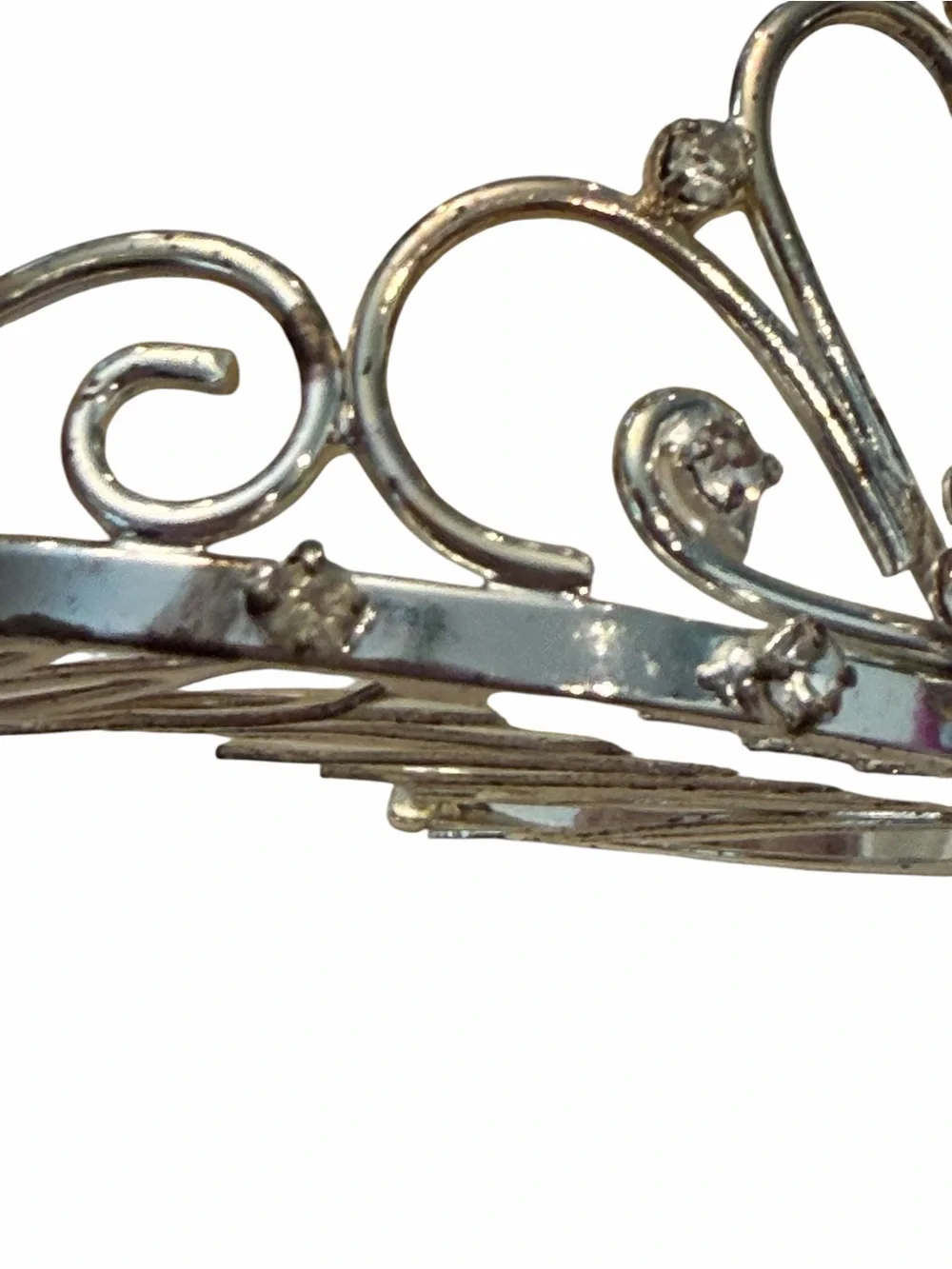 Tiara Hair Comb‎ Silver Tone Faux Rhinestone Quinceanera Play Doll Princess